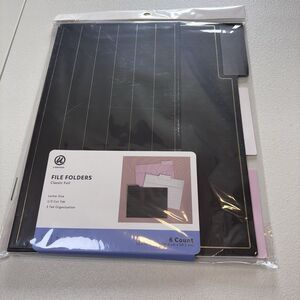 U Brands 6ct Classic Foil File Folders Letter Size with Exterior Pockets